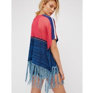 Free People Sunset Fringe Knit Oversized Sweater